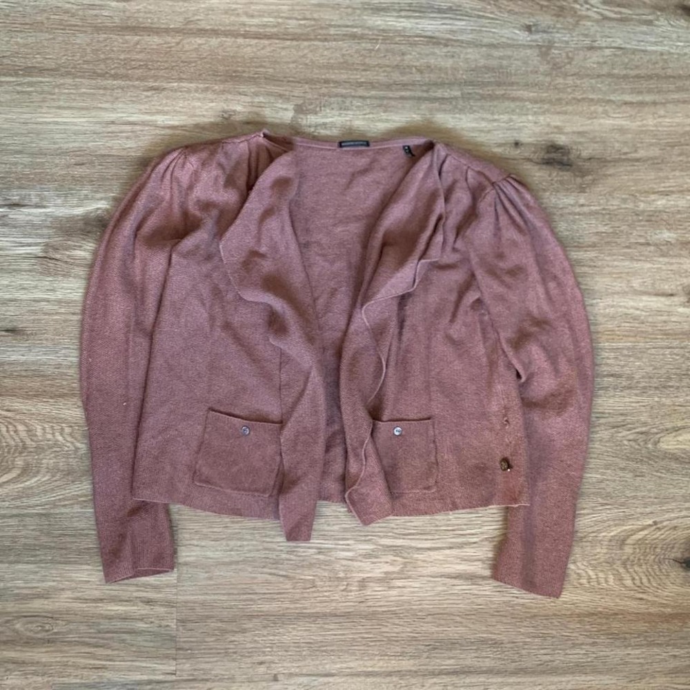 Maison Scotch Wool Blend Cardigan Sweater in Reddish Brown - Size Small Womens